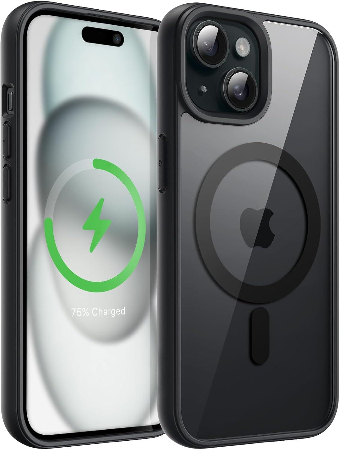 Magnetic Cases for iPhone 17 Pro Max  16 15 14 13 12 11 Pro Max Plus case Compatible with MagSafe, Shockproof Phone Bumper Cover, Solid Color Matte TPU Frame, Anti-Scratch Clear Back case