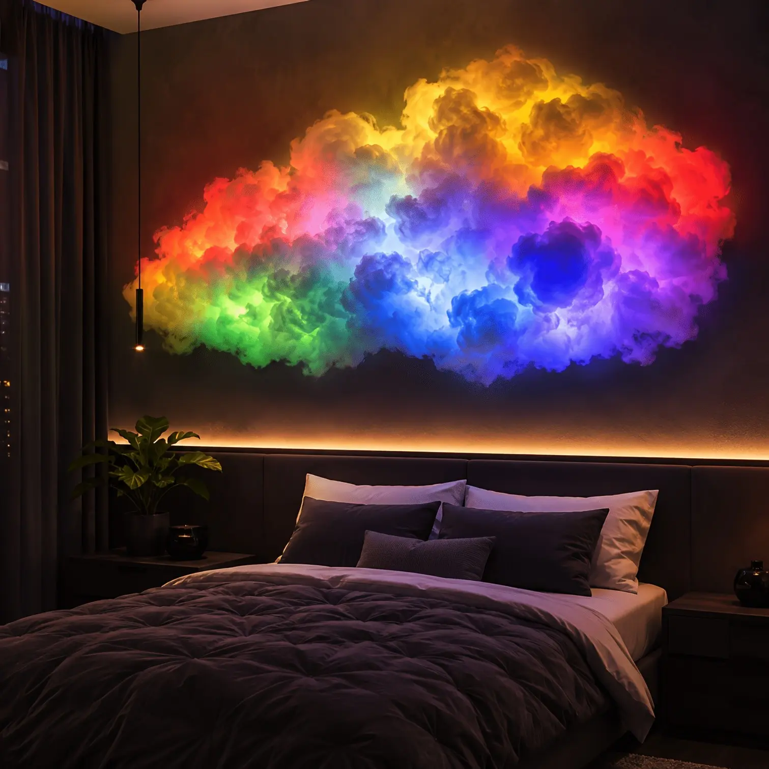 78/157-Inch 3D Thunder Cloud LED Light, Dynamic RGB Cloud Lamp with Music Sync, USB Powered Wall/Ceiling Mount DIY Cloud Light, Aesthetic Room Decor for Bedroom, Gaming Room, Dorm, Party, And Modern Home Ambient Lighting, Dimmable Rgb Light