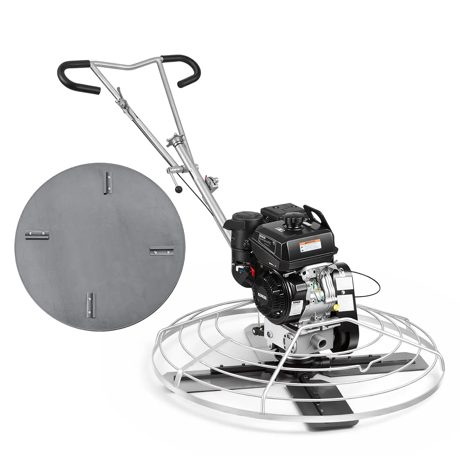 VEVOR 46-in Gas-Powered Walk-Behind Power Trowel, 9.5HP Kohler 9.5 hp Engine, 4 Blades, Adjustable Pitch, Float Pan, Steel Frame Concrete Finishing Machine for Concrete Surfaces Floor Work Construction