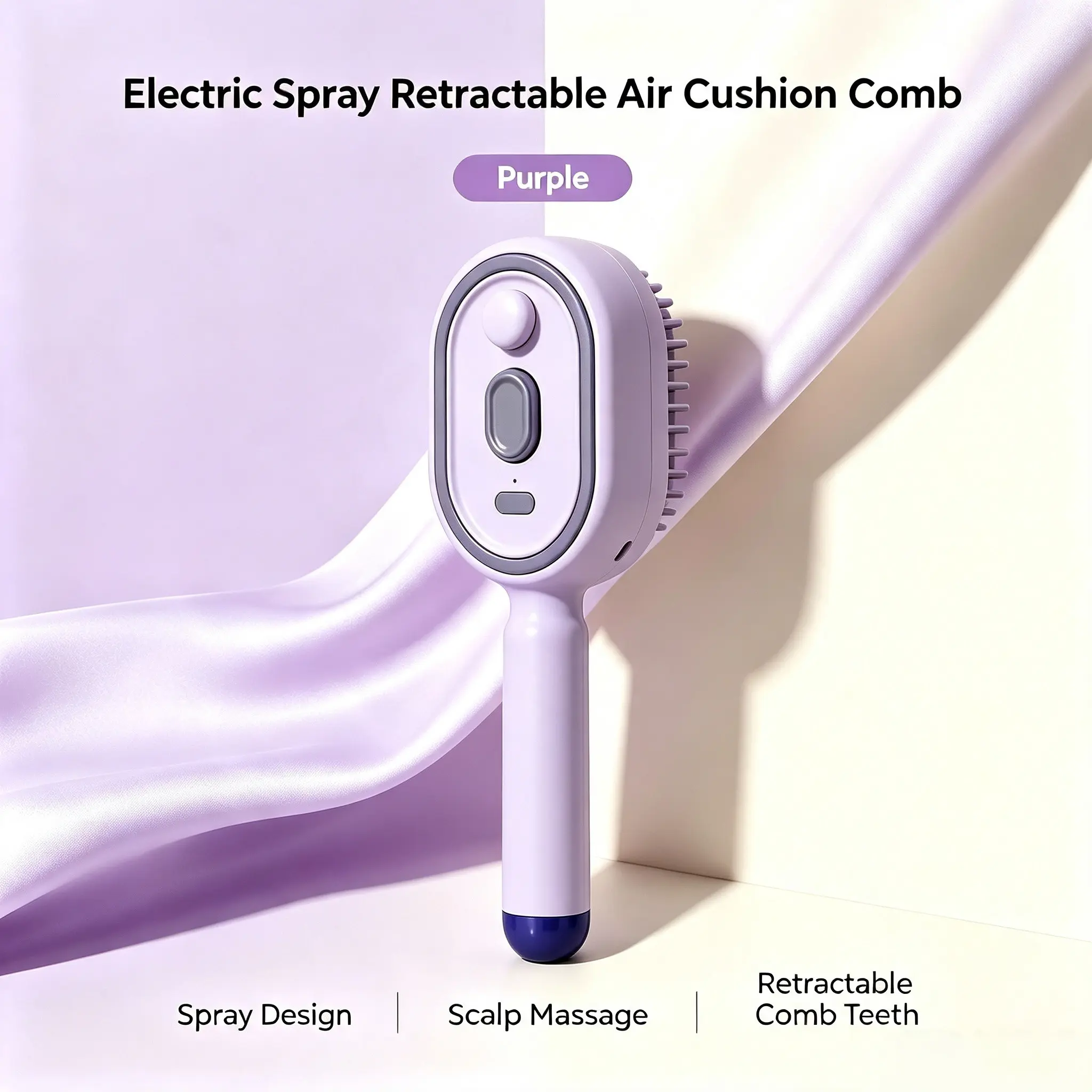 Quickly Smooth Frizzy Hair, Cordless Self-Cleaning Steam Comb, Rechargeable Warm Mist Humidifier Brush, Portable Travel Hair Care Tool for Women