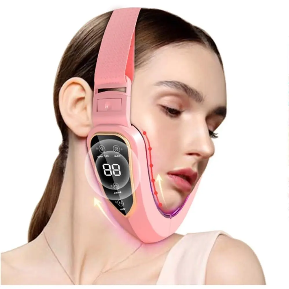 Electric V-Face Shaping Massager with Facial Lymphatic Drainage, Built-in Li-ion Battery & LED Lights, Home-Use Skin Care Beauty Tool for Facial Lifting