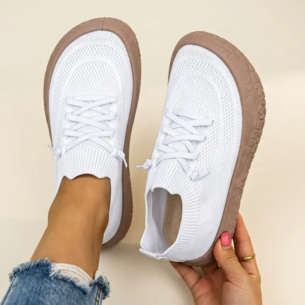 Women's Breathable Slip-On Casual Rubber Shoes, Thick-Sole Anti-Slip Walking Flats, Multi-Color Options for Spring and summer Footwear