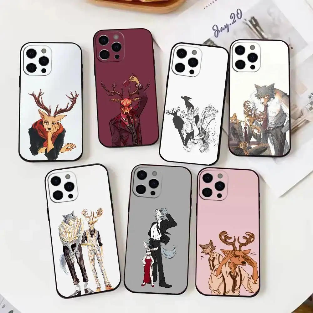 B-BEASTARS Phone Case Soft Silicone Black Cover For iPhone 11-17 Pro Max/Plus & Samsung Galaxy S23-S25 Anime Protective Shockproof Case