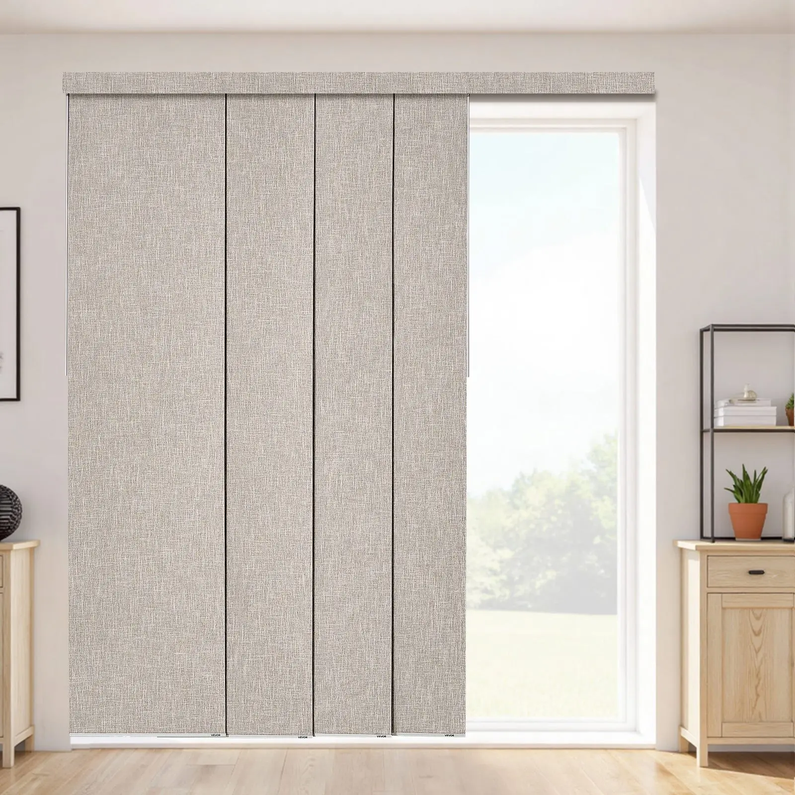 【DealsForYouDays】VEVOR Panel Track Blinds, Extendable Track from 45.8 in to 86 in W, Trimmable Panel Curtains Up to 96 in H, Vertical Blackout Panel Blinds for Sliding Doors, Patio Doors, Room Divider, Windows, Brown