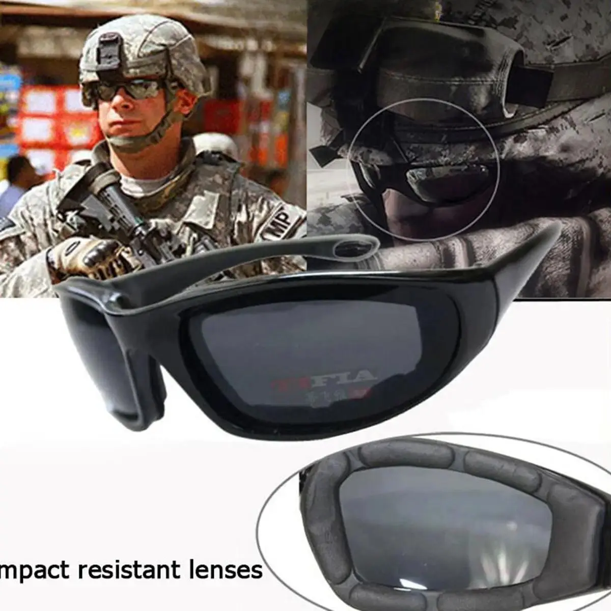 3PCS Tactical Safety Goggles, Windproof Impact Lens Sports Cycling Sunglasses, Sports Shades, Sunglasses For Sports