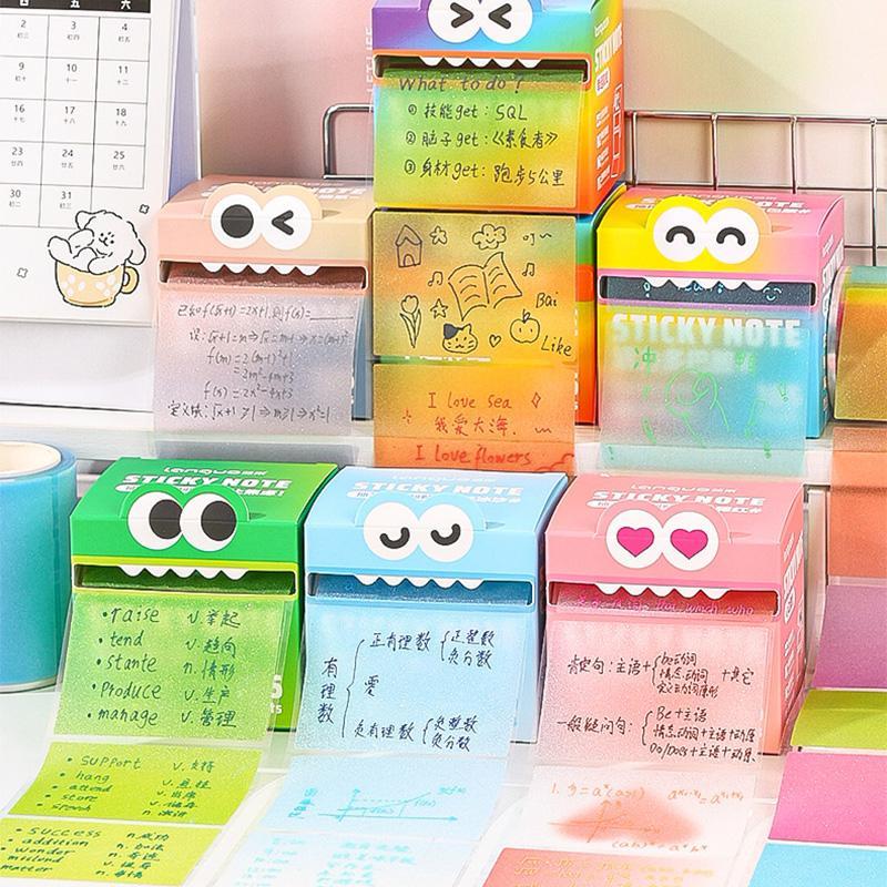 Random Color Cute Monster Pattern Sticky Notes, 105pcs/box Creative Multi-Purpose Sticky Notes, Sticky Memo Pads for Home, School and Office, Sticky Labels