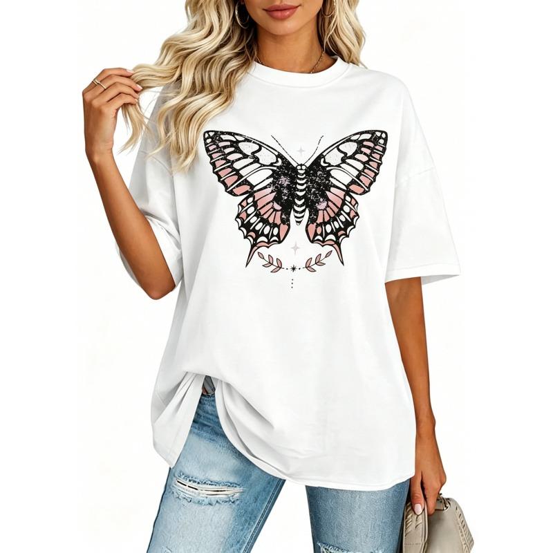 Pure Cotton Short Sleeve T Shirts -Soft Summer Crop Tops,Fit Basic Tees for Workout,Summer,Oversized Printed T-shirt Tshirt Women