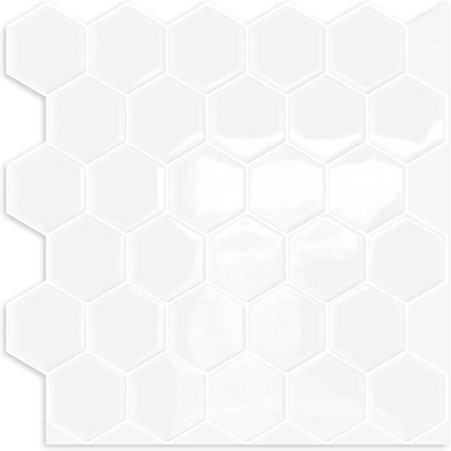 10-Sheet Hexagon Peel and Stick Kitchen Backsplash Tiles,Honeycomb Waterproof Self-Adhesive Wall Tile Stick on Backsplash for Kitchen,RV and Bathroom(White,12"×12")