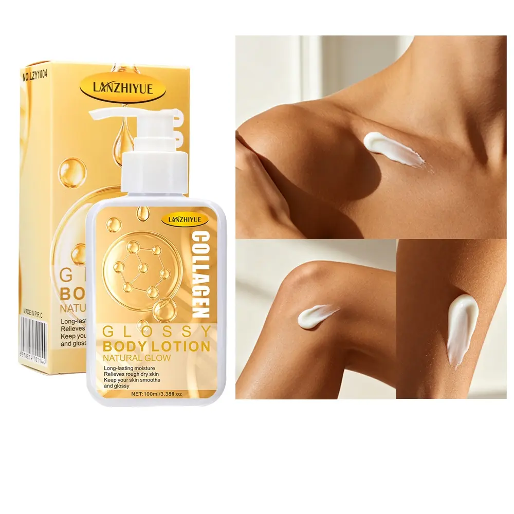 Collagen Glossy Body Lotion, 48H Long Lasting Moisturizing Daily Moisture Nourishing Body Cream for Dry Rough Skin, Hydrating Non-Sticky Body Moisturizer, Hypoallergenic Full Body Lotion for Neck, Arms, Legs, Hands & Feet, Body Care Lotions