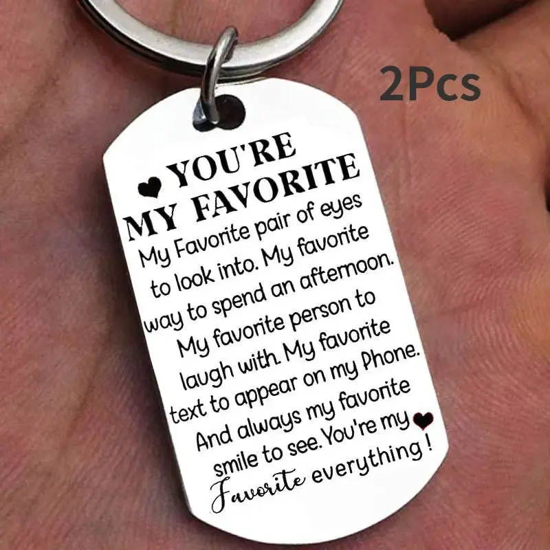 Romance 2-Pieces Engraved Matching Keychains for Boyfriends - Stainless Steel Interlocking Heart Graphic Keyring Set, Personalized Custom Message, Valentine’s Day Fashion Accessory, Personalized Engraving, Sentimental Boyfriend Gifts, Customized Edition K