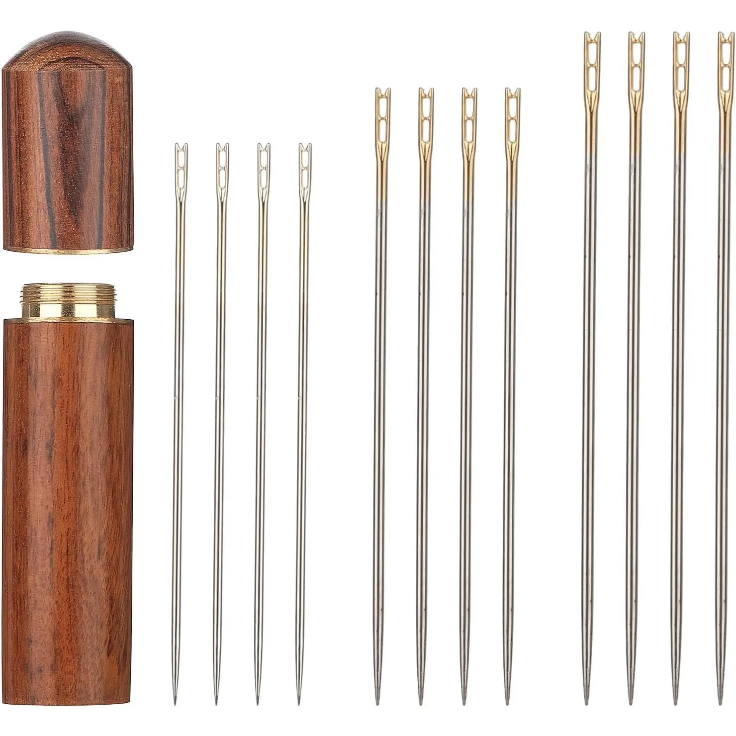 48Pcs Large Eye Sharp Needles, Self Threading Needles  Hand Sewing, Easy to Thread Big Eye Sewing Needles, Embroidery Needles Blind Needles in 3 Sizes 1.42/1.5/1.65 in  DIY Embroidery Sewing