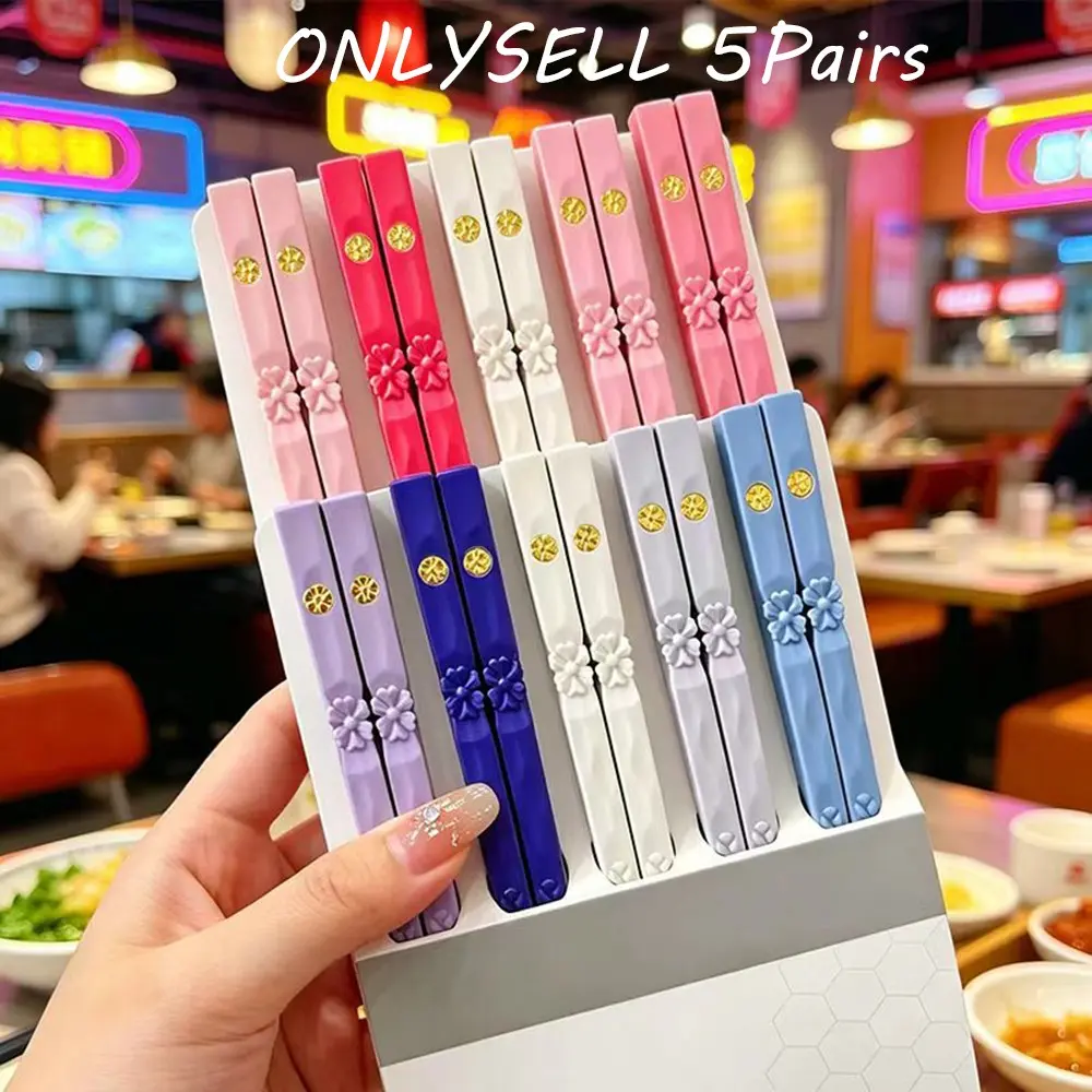 5 Pairs Gradient Color Japanese Non-Slip Reusable Chopsticks, Korean Family Hotel Restaurant Portable Healthy Food Sushi Chopsticks