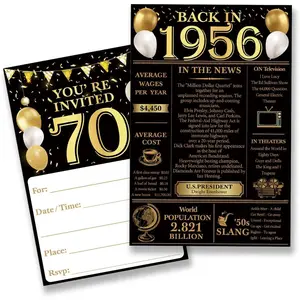 70th Birthday Party Invitations for Women Men - Back in 1956 70 Year Old Birthday Invitation Set (20 Invites and Envelopes)