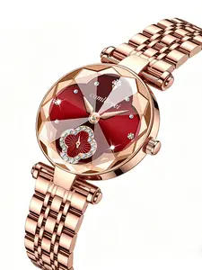 Luxurious Women's Watch with Clover Diamond Dial, Waterproof Scratch-Resistant Case, Adjustable Comfort Strap, Perfect Fashion Gift, Elegant Wristwatch