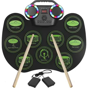 Drum E-Drum Kit,  Portable Roll Up Digital Drum with 9 Pads, MIDI, DTC, -in  Speakers, Rechargeable 2000 mAh Li- , Ideal for Beginners &  Enthusiasts
