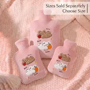 Cartoon Hot Water Bag, Embroidered Cute Bear Brothers, PVC Material, 500ML 1000ML 2000ML, Pain Relief, Portable, Ideal Gift