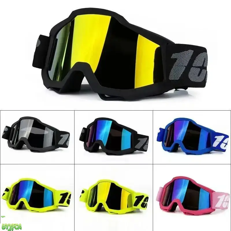 Anti-Fog Scratch-Resistant Goggles with Bold Embroidery Strap, UV Blocking Wide Frame Wind Dust Protection Sports Eyewear for Motocross ATV Dirt Bike Outdoor Racing Gear (Men Youth), Anti-Fog Lenses, Universal Fit