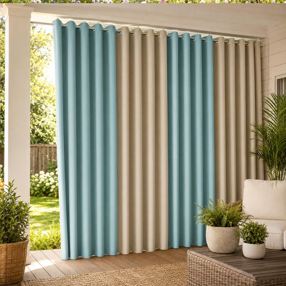 Snooztex Modern Polyester Flat-Woven Sun-Shade Color Block Curtains - Multi-Size, Indoor/Outdoor, Patio Area & Home Decoration Use