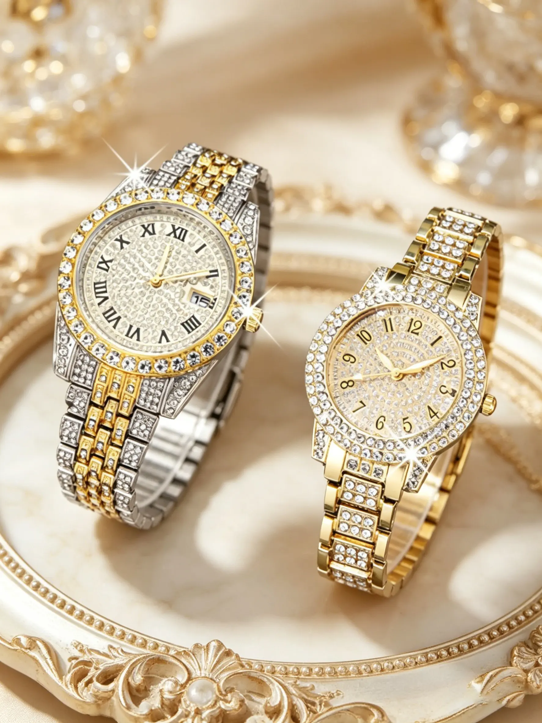 Elegant Couple Watch Set 2pcs, High Quality Fashionable Analog Quartz Watches for Daily Wear, Perfect Gift for Birthdays, Holidays, Anniversaries, Quartz Watches