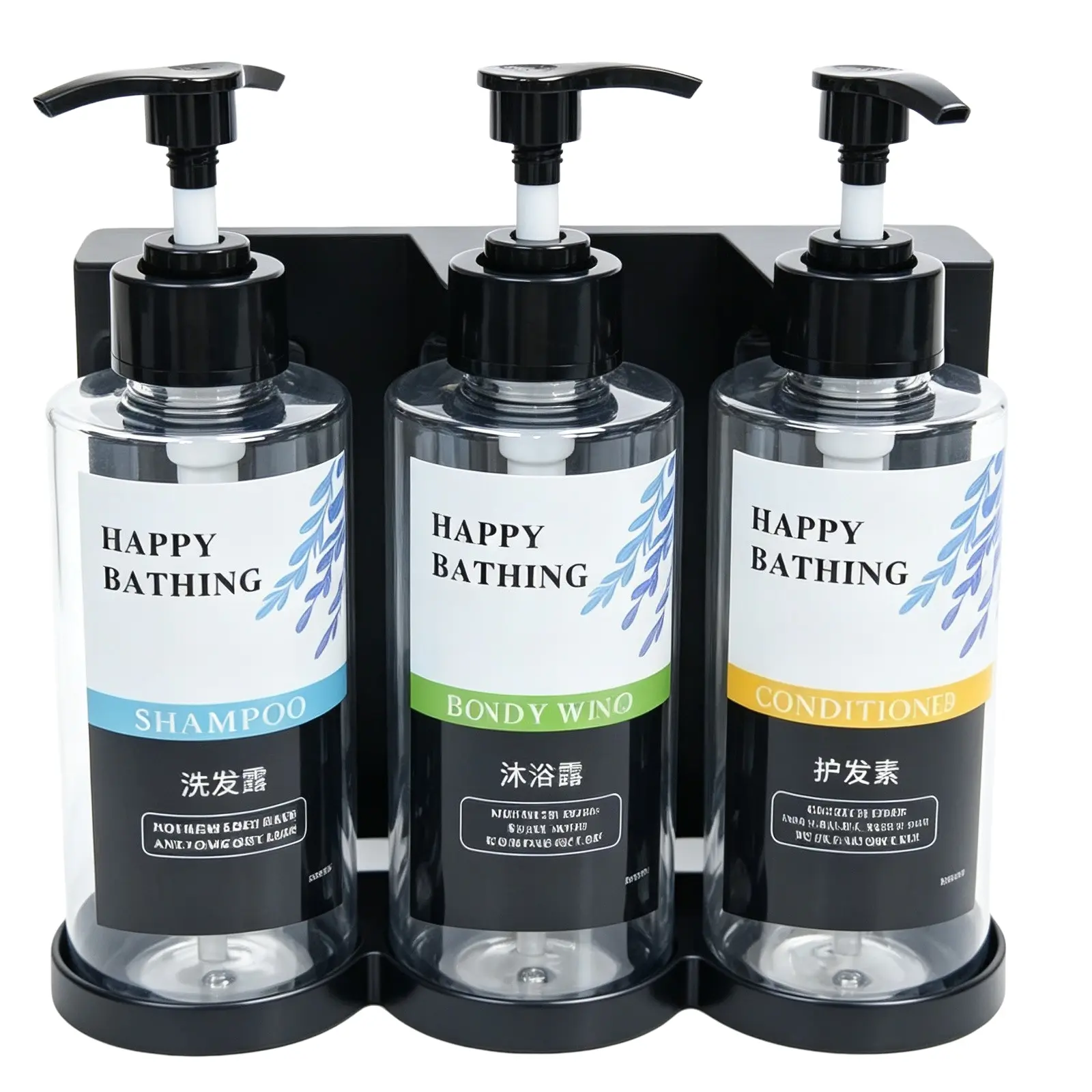 Hotel Shampoo & Shower Gel Dispenser, Wall-Mounted Soap Dispenser, No-Drill Hand Sanitizer Bottle, 300ML, Bathroom Accessories