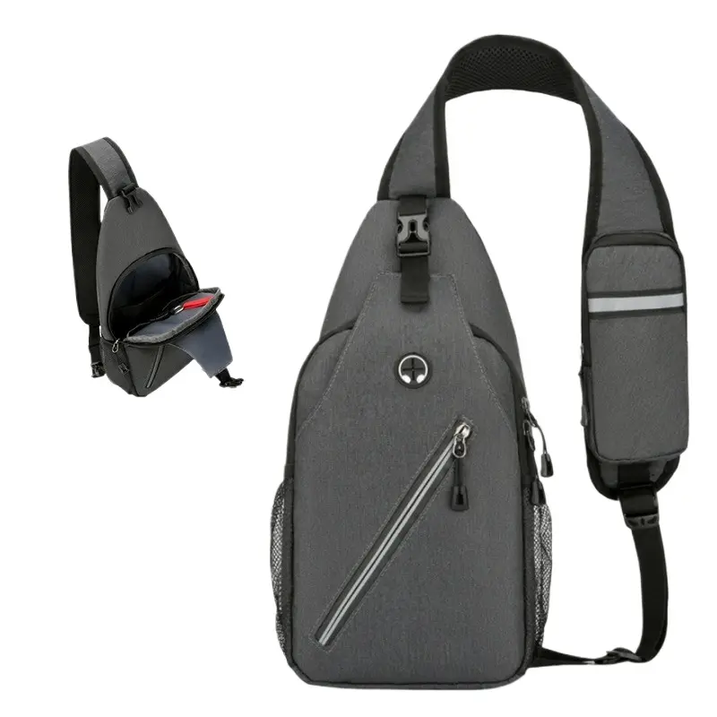 Men's Chic Casual Plain Minimalist Multi-Functional Chest Bag - All-Match Crossbody Sling Pack for Office Commute, Gym Workouts, Adjustable Comfort Strap, Secure Hidden Zipper, Daily Carry Pouch, Polyester