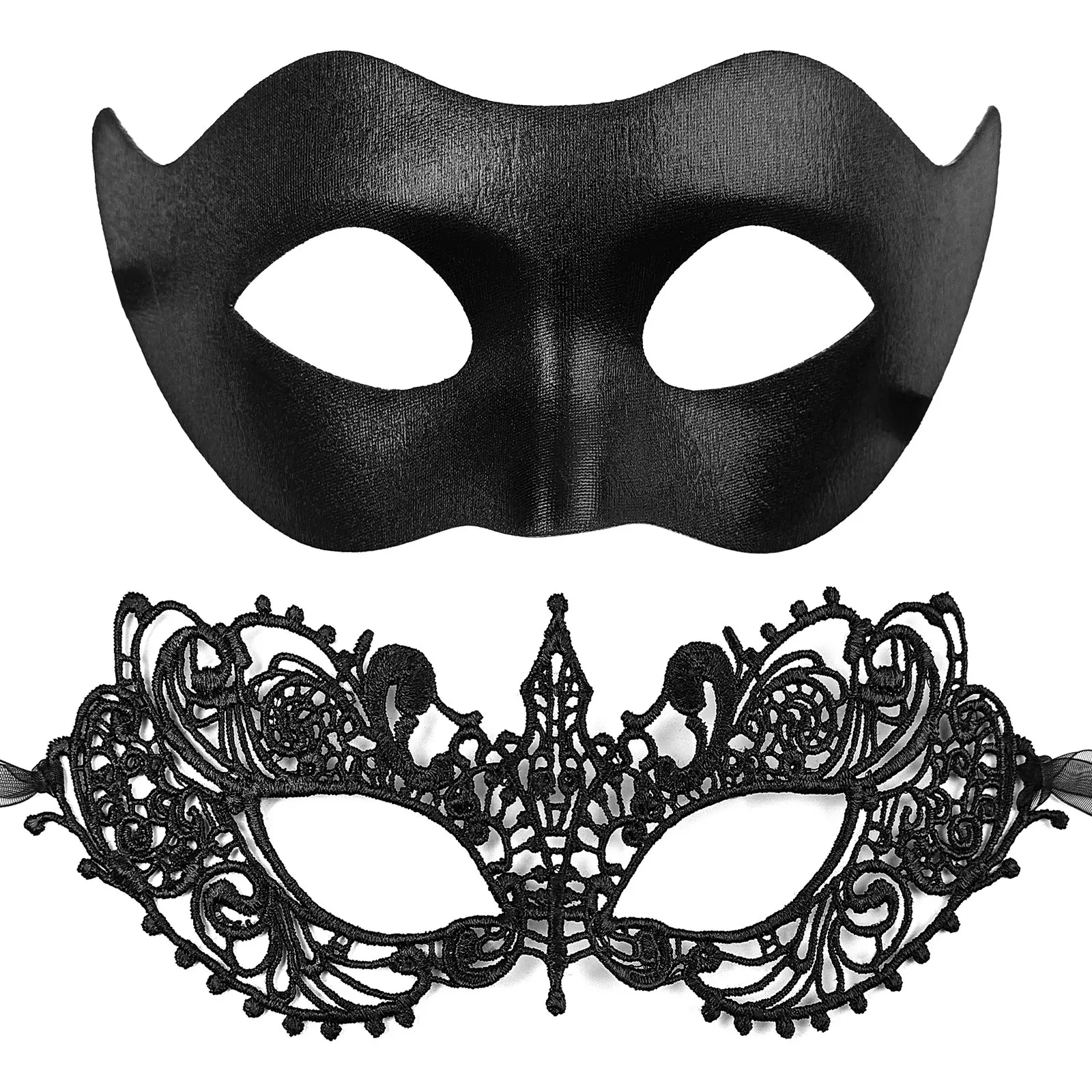 Couple Masquerade Masks Set Venetian Party Mask Plastic Lace Halloween Costume Mask Mardi Gras Mask for Women and Men
