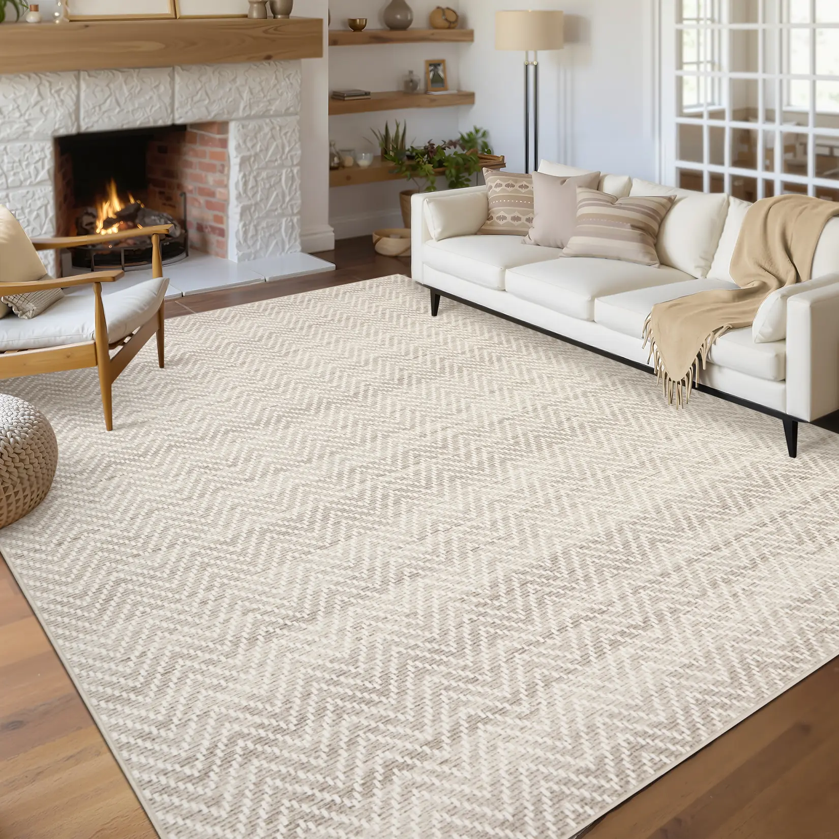 Modern Printed Low Pile Area Rug, Soft Non Shedding Non Slip Machine Washable Decor Floor Rug for Living Room, Bedroom, Dining Room, Kids Room & Playroom