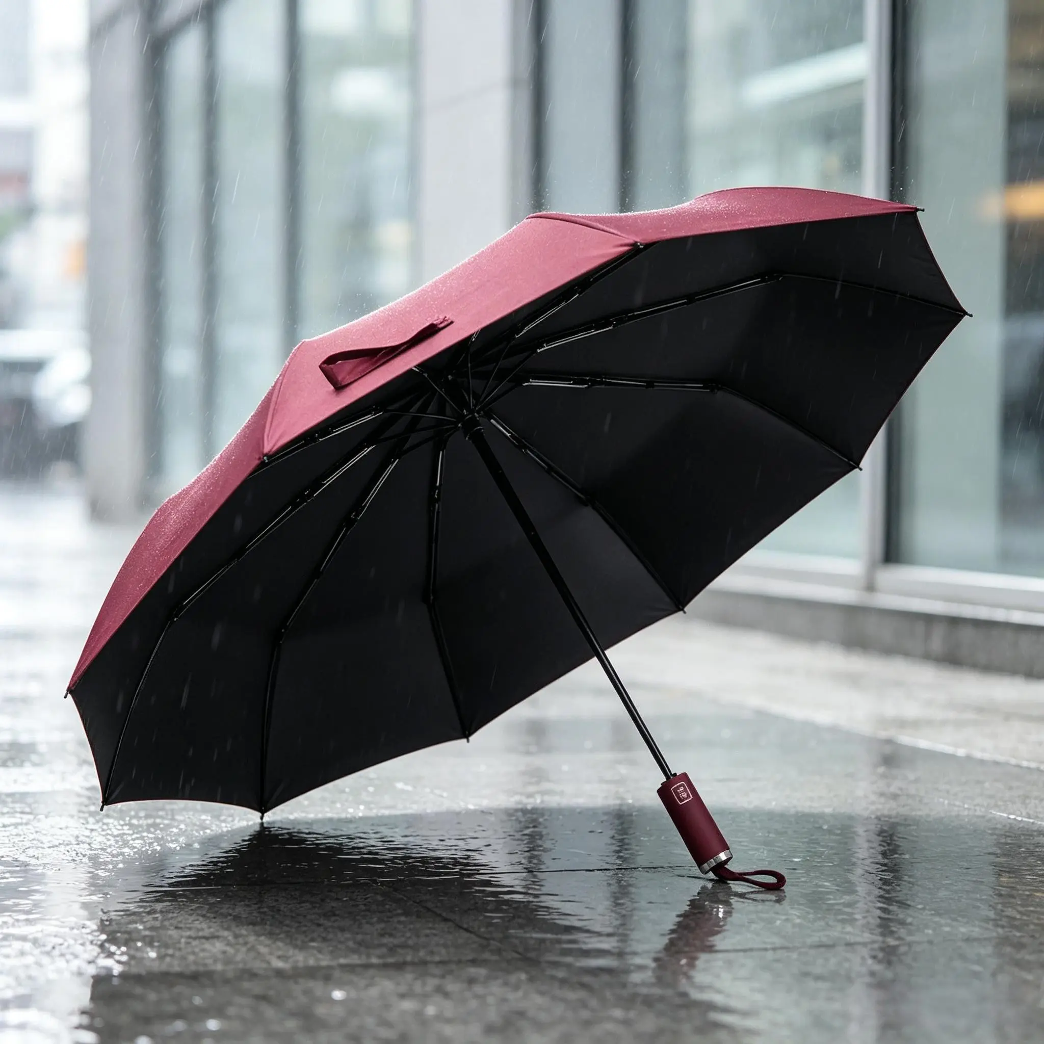 10 Ribs Fully Automatic Vinyl Umbrella, Trendy Business Foldable Parasol, UV Protection for Men & Women, Durable Design, 1pc