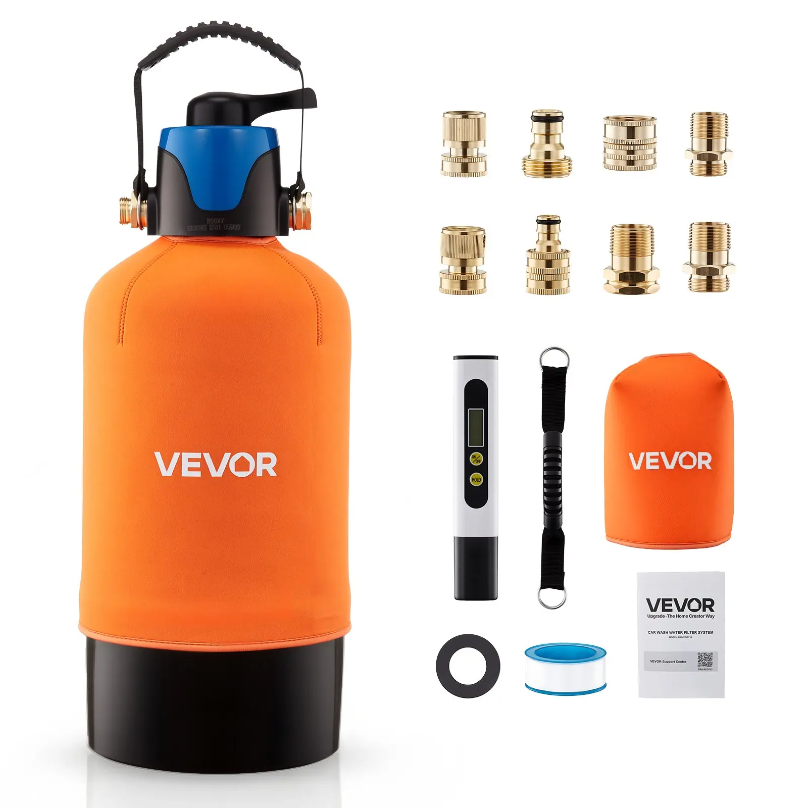 VEVOR Deionized Water System for Car Wash, Spotless Car Wash Water System with 10L DI Resin, Bypass Valve TDS Meter, Spot-Free Deionized Water Filter for Cars RVs Motorcycles Windows