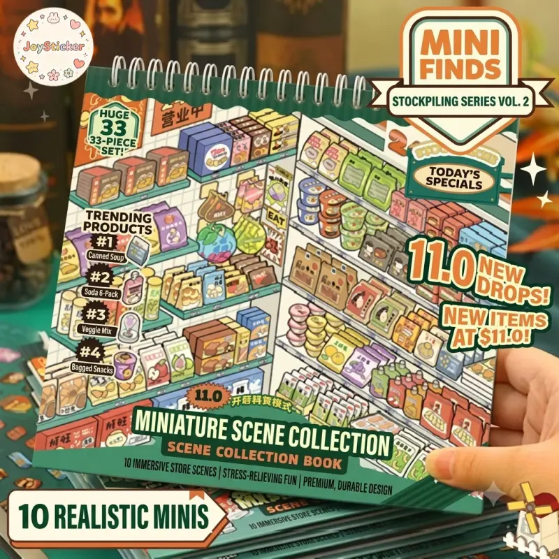 3D Cartoon Supermarket Scene Sticker Book - Immersive Layered DIY Kit for Journaling, Stress Relief, Scrapbook Page Accessories, Decal Stickers Book