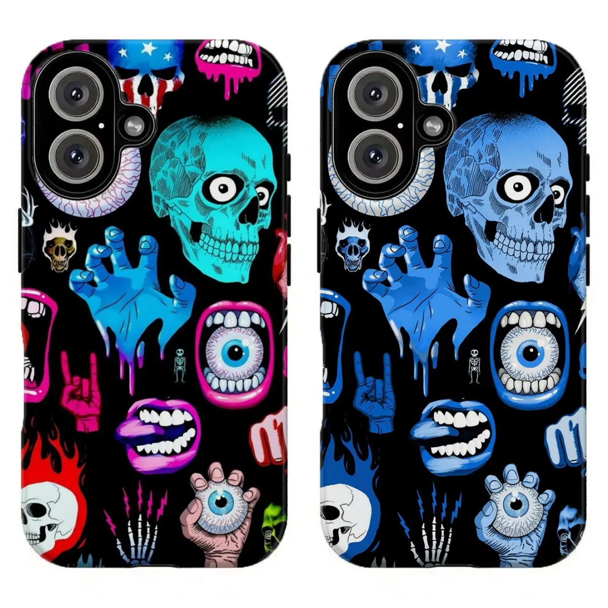 Pop Art Skull Phone Case,Psychedelic Creepy Eyeball Graffiti Graphic Cover,Spooky Halloween Horror Phone Case For iPhone 18 Pro Max 17 Pro Max 16 15 14 13 12 11 for Samsung S21 S22 S23 S24 S25 S26 Phone Case|Perfect Holiday Gift For Her/Him