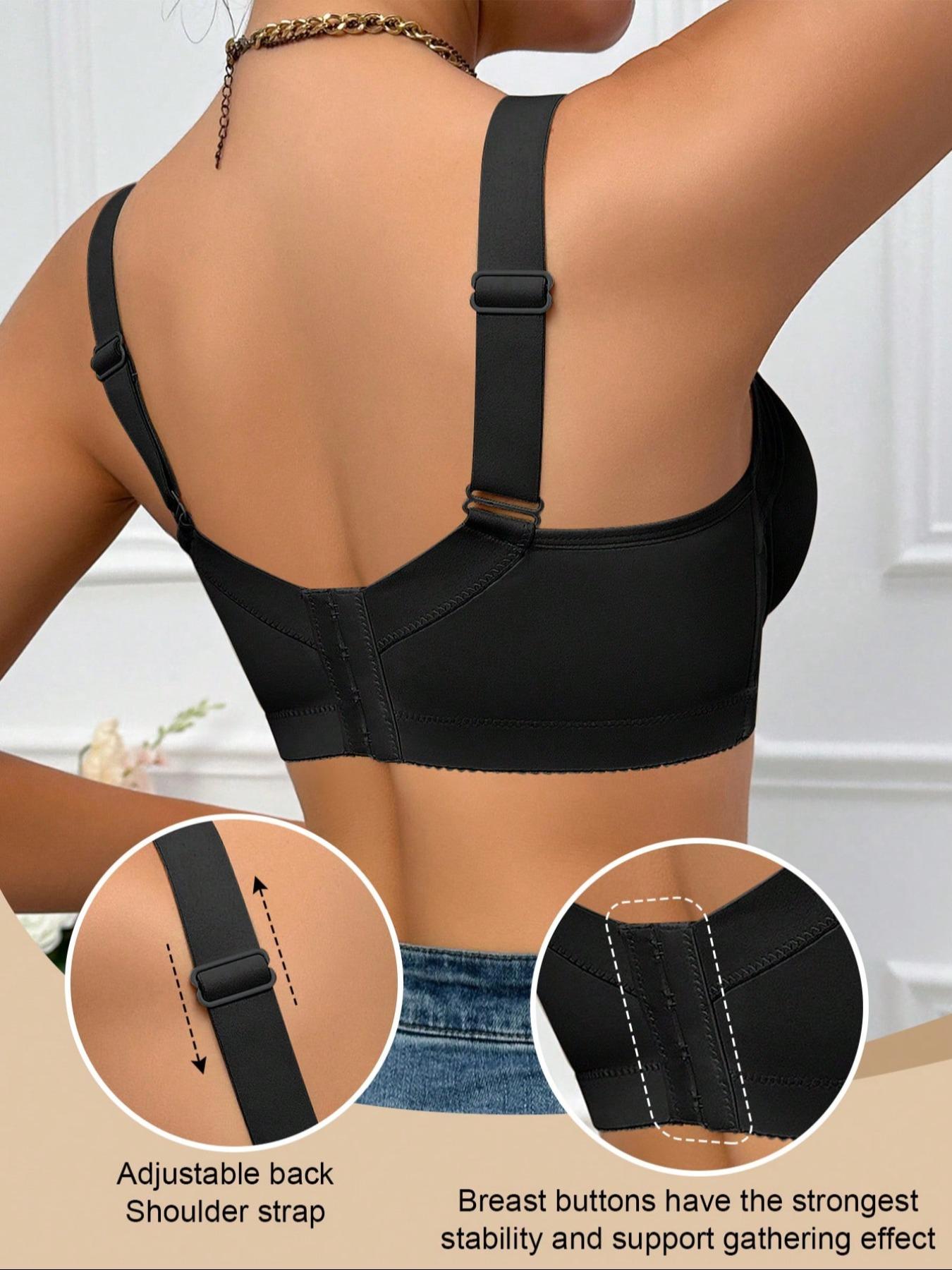 Women's Elegant Solid Color Push-Up Bra, Removable Pads, Steel Ring Medium Support, Breathable Fabric, Smooth, Casual Daily Wear