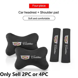 2/4pc Suede Soft Car Seat Belt Cover, Safety Belt Shoulder Protection Pad, Seat Headrest for Cadillac Escalade, Auto Interior Accessories