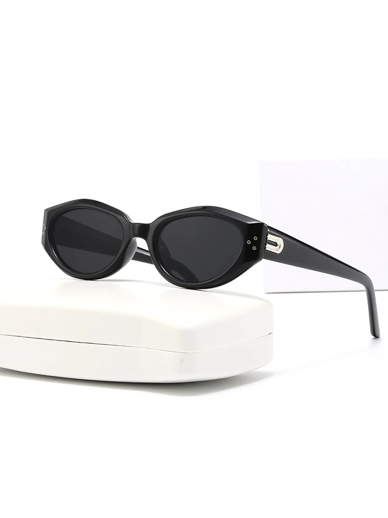 Korean Style Gm Retro Cat Eye Sunglasses, UV Protection Polarized Sun Glasses for Men and Women, Casual All-Season Eyewear