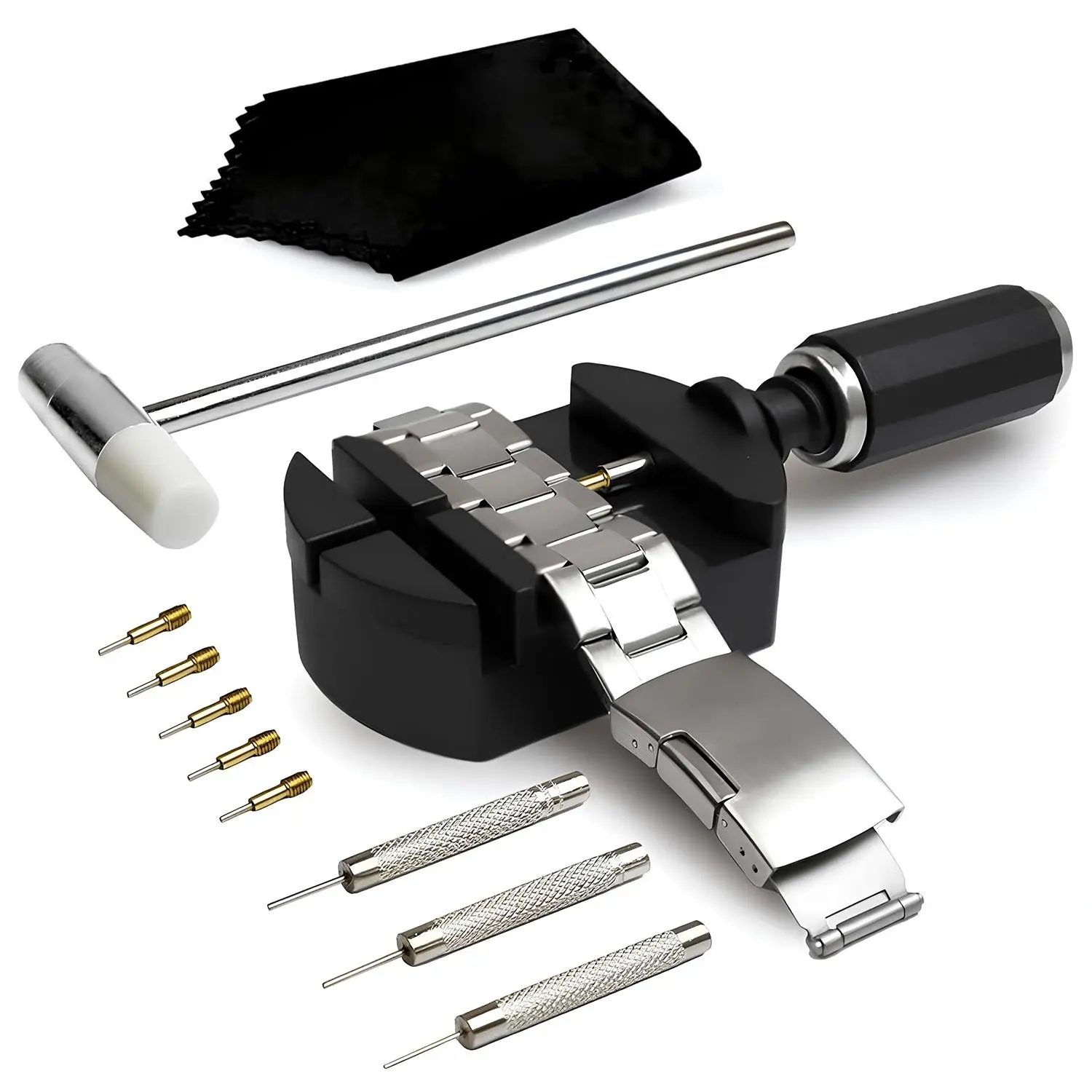 Watch Link Removal Kit, Resizing Tool for Bracelet Adjustment & Replacement, Pin Remover for Sizing Strap, Watch Adjuster, Hammer for Watch Repair, Adjust Band, with User Manual, Punches#SummerWins#SummerWins