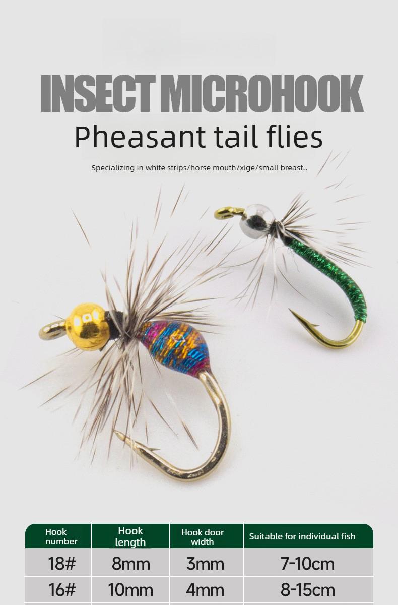 Lure Feather Fly Hook Micro Mosquito Single Hook Modified Bionic Insect Fishing Hook for White Bar Mackerel Mouth