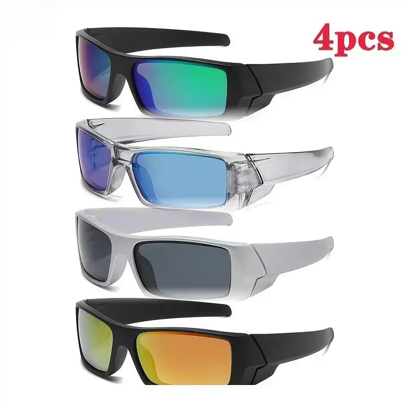 4-Pack Lightweight Wraparound Frame Sports Sunglasses for Men Women, UV400 Protection HD Clear Lenses, Ideal Eyewear for Cycling, Driving, Hiking and Outdoor Activities