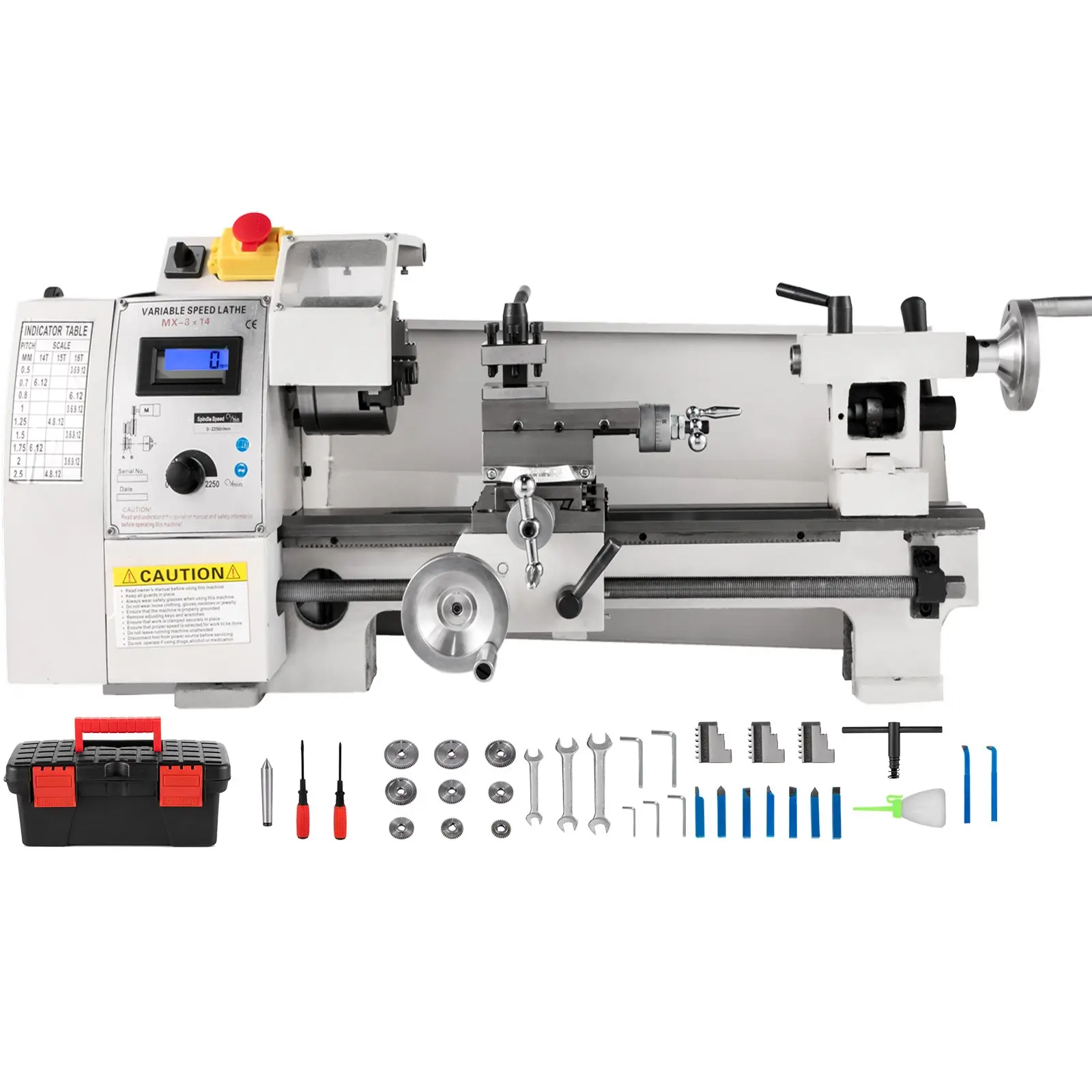 【DealsForYouDays】VEVOR Compact Metal Lathe, 8" x 14", Adjustable Speed 2250 RPM, 650W Power, Precision Engineering Lathe for Metalworking, Ideal for Crafting Different Metals