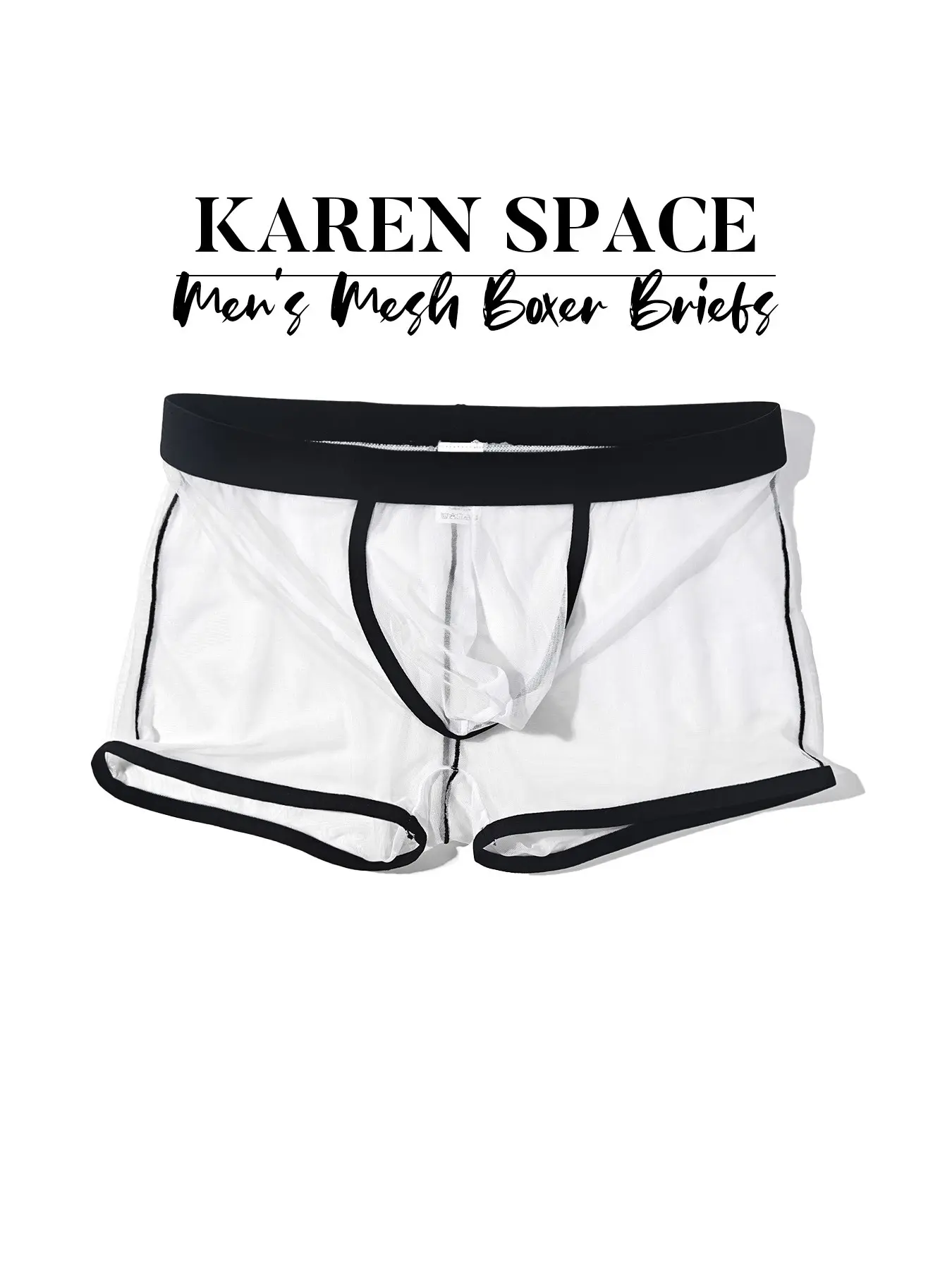 One-piece sexy men's four-corner pants, plain-colored flat-front Stretchy Underwear, thin and breathable summer comfortable close-fitting semi-transparent Mesh fabric underwear, daily home wear, trendy fashion.