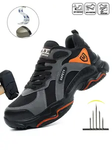 Steel Toe Shoes for Men Sturdy Work Shoes Men Steel Toe Footwear for Construction Worker Breathable Sneakers for Warehouse Lightweight Safety Anti-Punctur and Anti-smash Indestructible Sneakers for Industrial New Fashion all-season outdoor