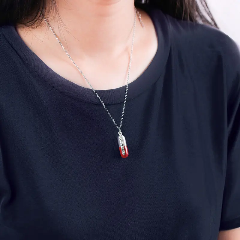 Anime Detective Conan APTX4869 Capsule Pendant Necklace Fashionable Unisex Sweater Chain Cosplay Jewelry Accessories Gift