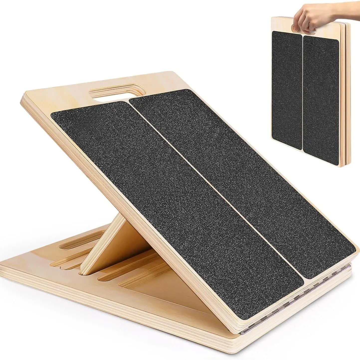 Wooden Slant Board, Adjustable Calf Stretching Incline Board, Non-Slip Foot Stretch Platform, Portable Calf Stretcher, Plantar Fascia Stretch Board, Squat Balance Trainer, Home Gym Fitness Stretch Equipment