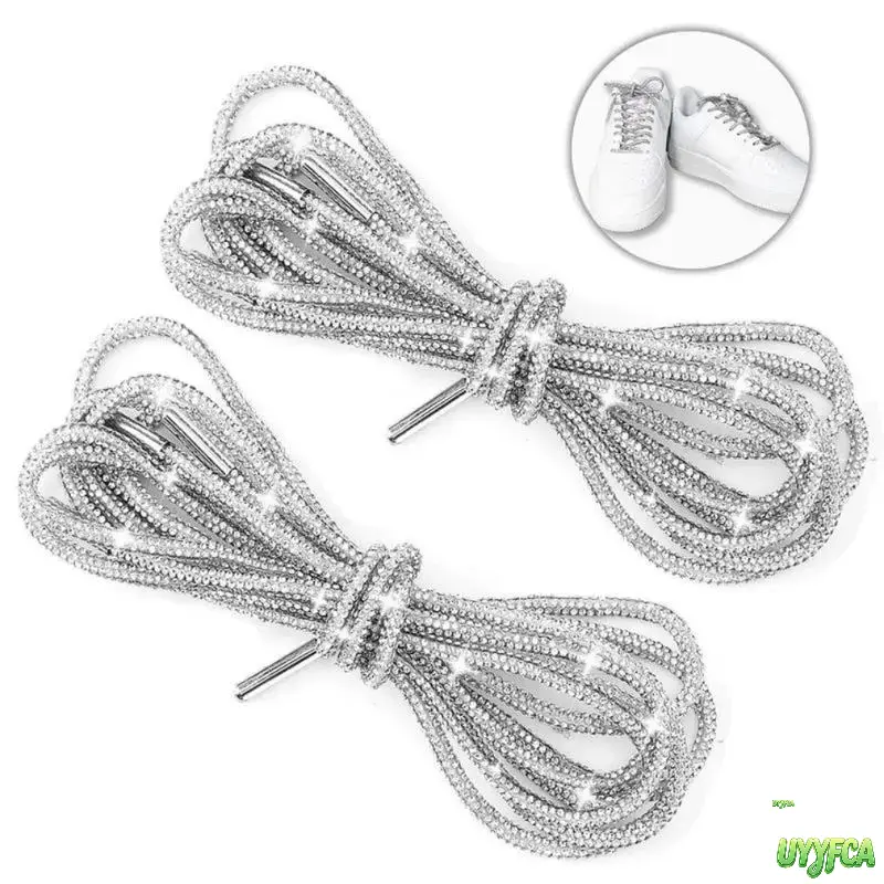 2-Pack Glitter Rope Laces – Rhinestone Fashion Drawstrings, Multi Purpose Sparkly Crystal Drawstring Cords, 47 Inch Long Bling Replacement Shoelaces For Sneakers Hoodies Dresses Bags DIY Clothing Decoration Coquette Aesthetic Daily Fashion Accessory