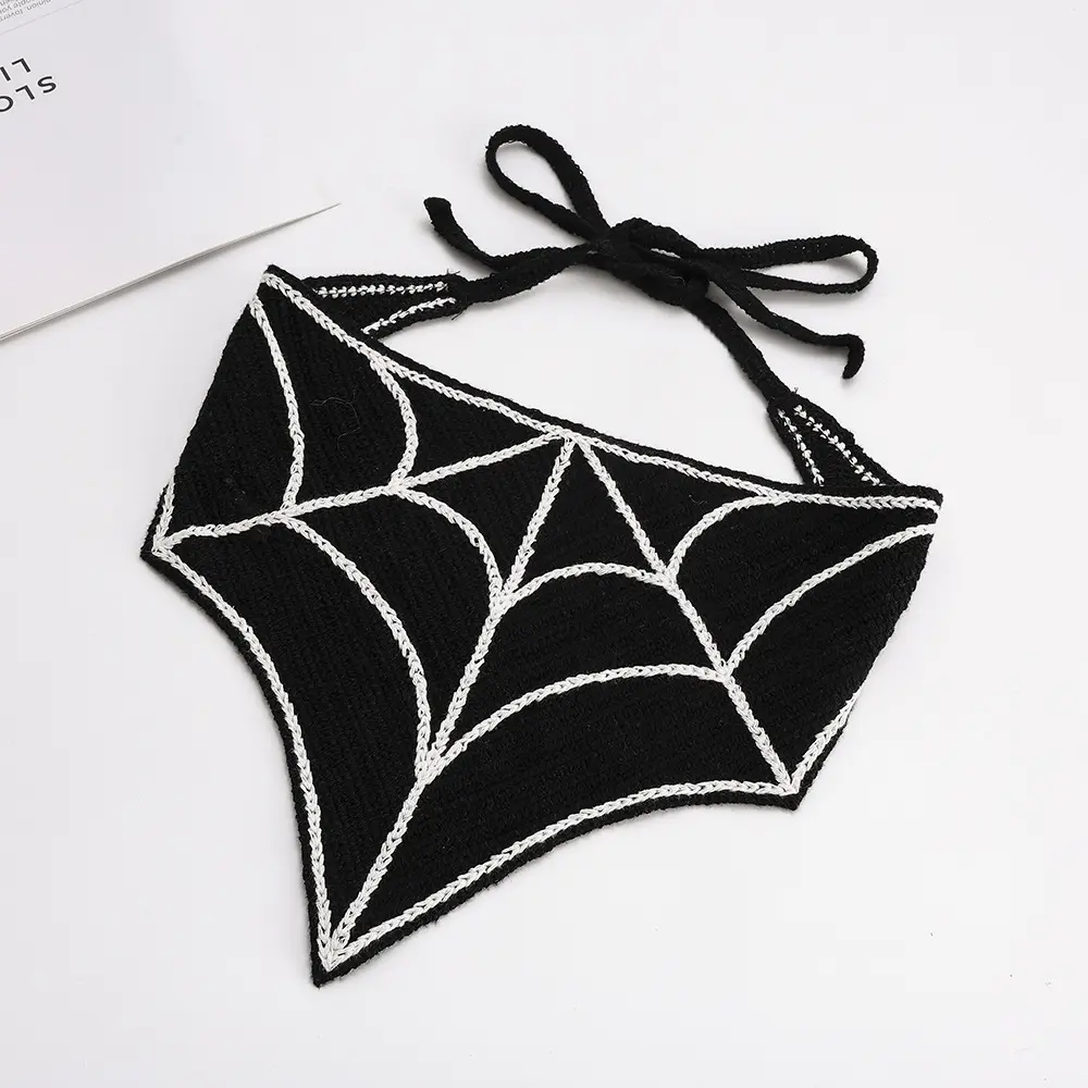 Cotton Knit Triangle Sports Headband with Bat Pattern, Holiday Costume Essential, Comfortable Stretchable Creative Hair Accessory for Daily & Party Use, Triangle Shape