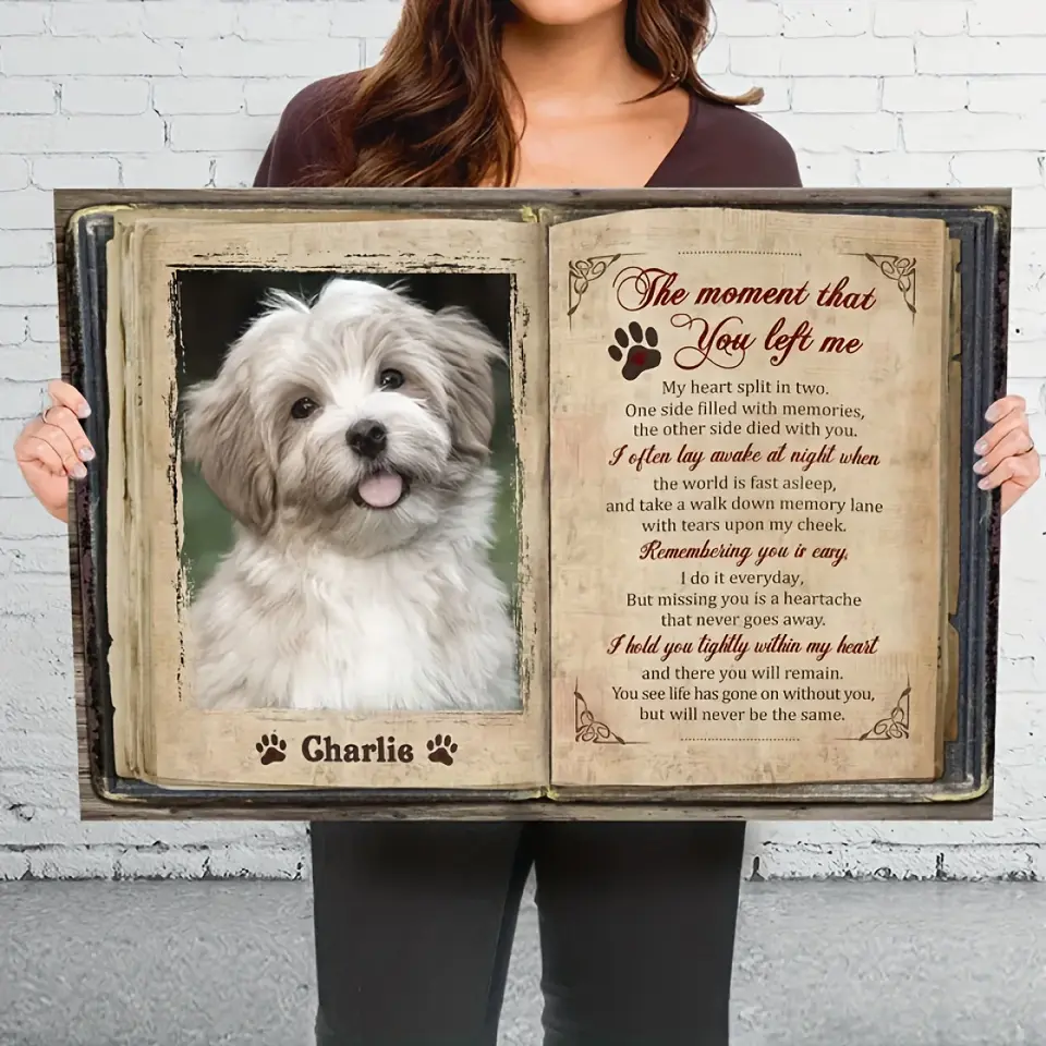 Personalized 2D Commemorative Photo Frame - Uploadable Photo & Name, Framed Canvas Print, Decor, Room Decor, Wall Decoration, Memorial Art, Keepsake for Family Portraits, Pet Memorials
