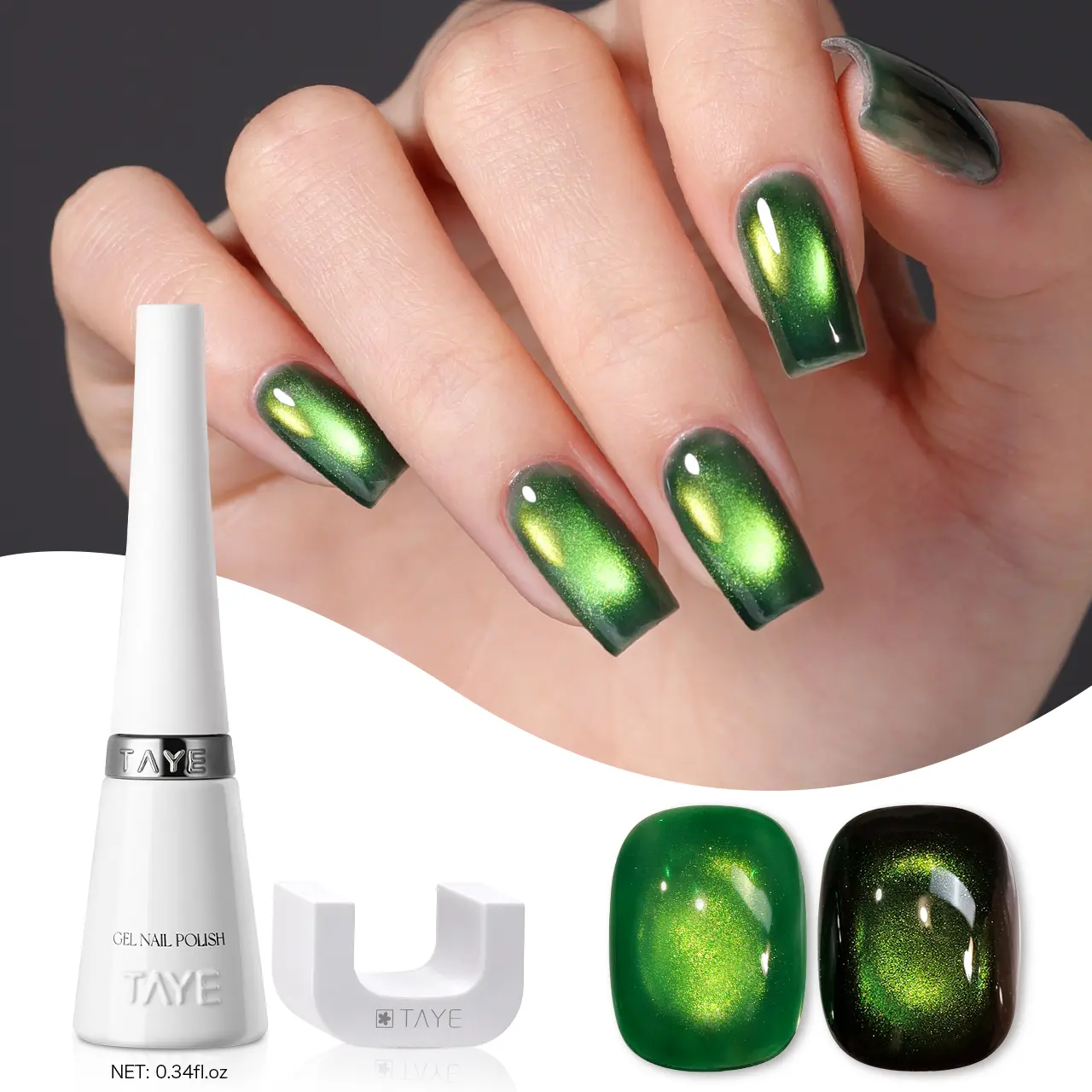 TAYE Cat Eye Gel Polish 10g with Magnet, Velvet Magnetic Nail Gel, Glass Bead Galaxy Effect, Long Lasting UV Gel for Home Nail Art, Salon Manicure, Party and Holiday Nails