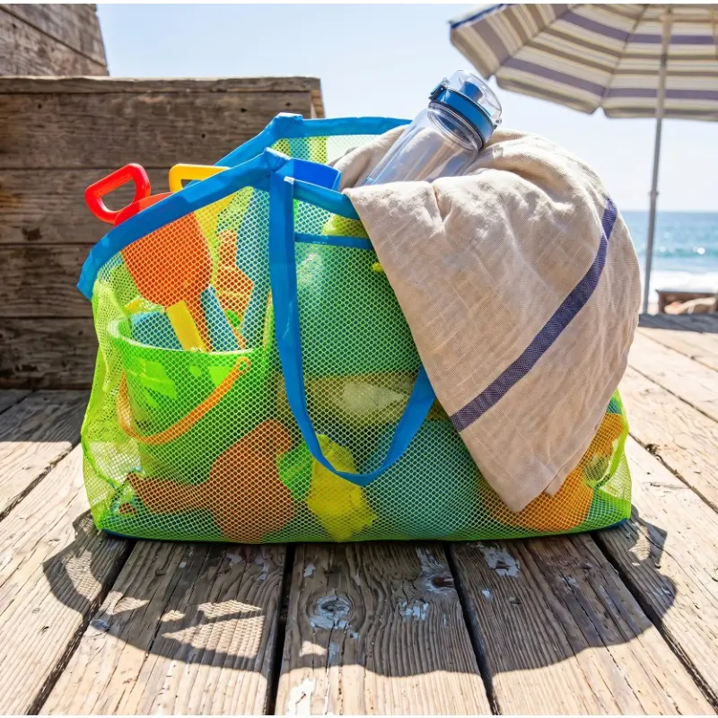 Getaway Beach Bag - Packable Outdoor Travel Duffel Bag for Women, Lightweight Portable Large-Capacity Mesh Duffel with Quick Drainage & Sand Release, Ideal for Beach Trips & Camping