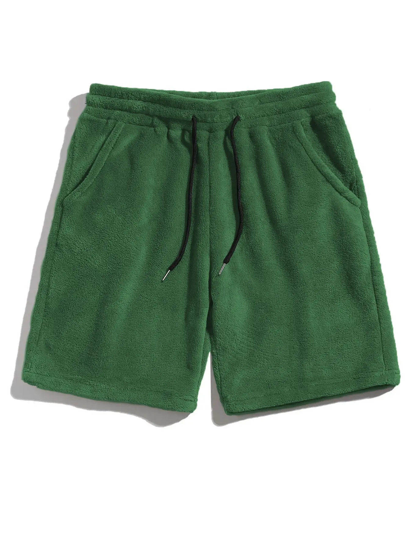 Men's Warm Fuzzy Casual Shorts, Elastic Drawstring Loose Fit Home Sports Pants, Multi-Color Soft Fuzzy with Pockets, Daily Outdoor Walking Shorts
