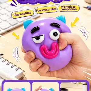 Cute Mix & Match Face Squish Fidget Ball, Slow Rebound Soft Sensory Squeeze Toy, Stress Relief Ornament for Teens & Office Decor