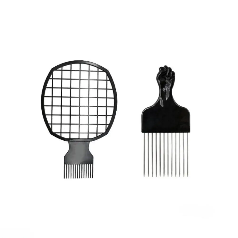 2PCS Men Hair Styling Kit, 18.3cm Afro Twist Foil Hairstyle Tools, Mesh Comb, Steel Pin Comb & Small Hole Hair Sponge Set